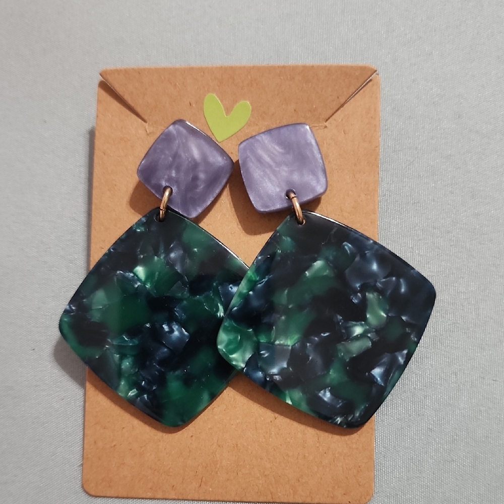 Chic Purple and Green Earrings